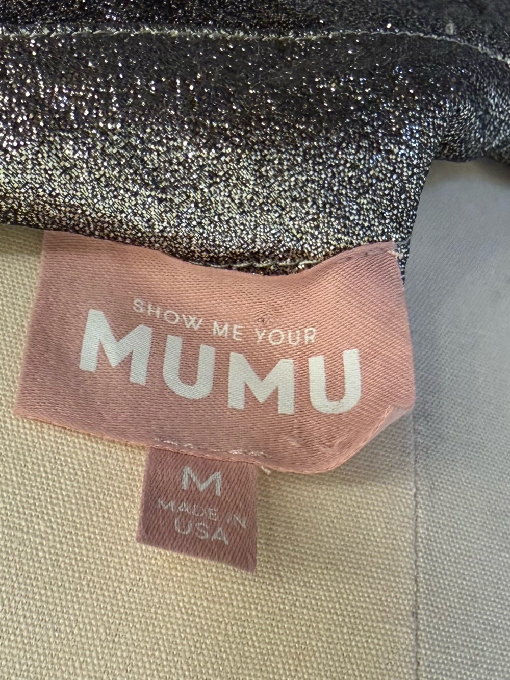 Show Me Your MUMU one shoulder metallic peplum top sz M - Picture 7 of 8